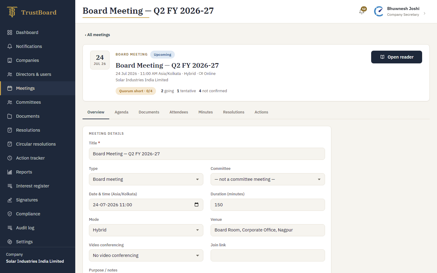 Board meeting software for the well-run Indian boardroom.